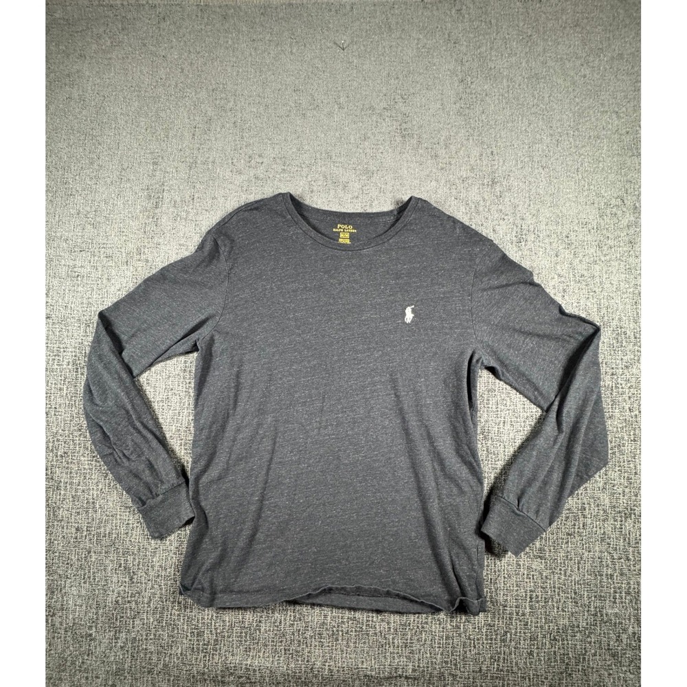 Polo Ralph Lauren Mens Long Sleeve T-Shirt Gray Heather Crewneck Pony Logo M